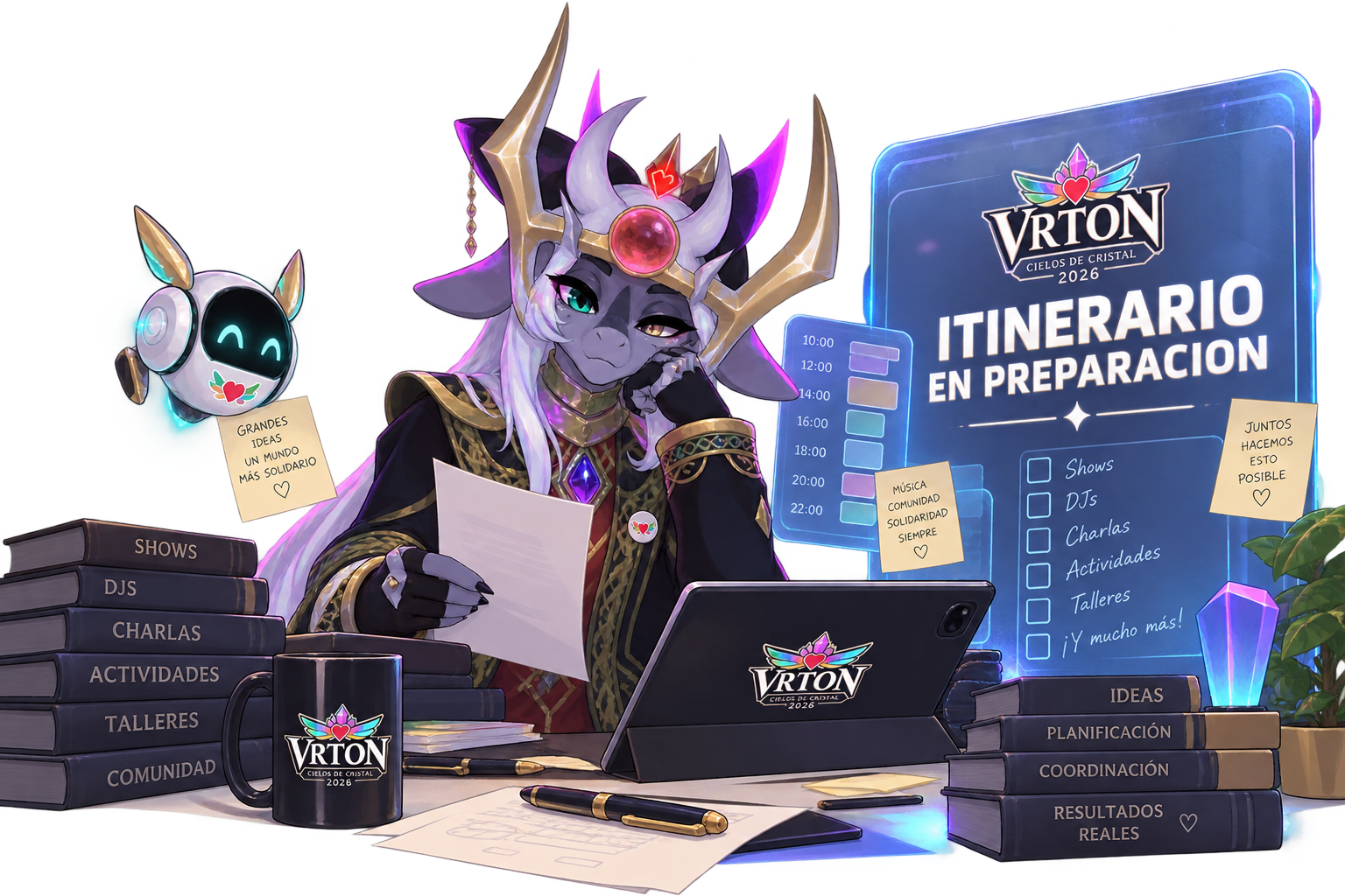 VRTon team preparing the 2026 schedule beside an activity board